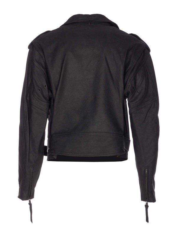 Balmain: casual jackets online - Cowskin Biker Jacket