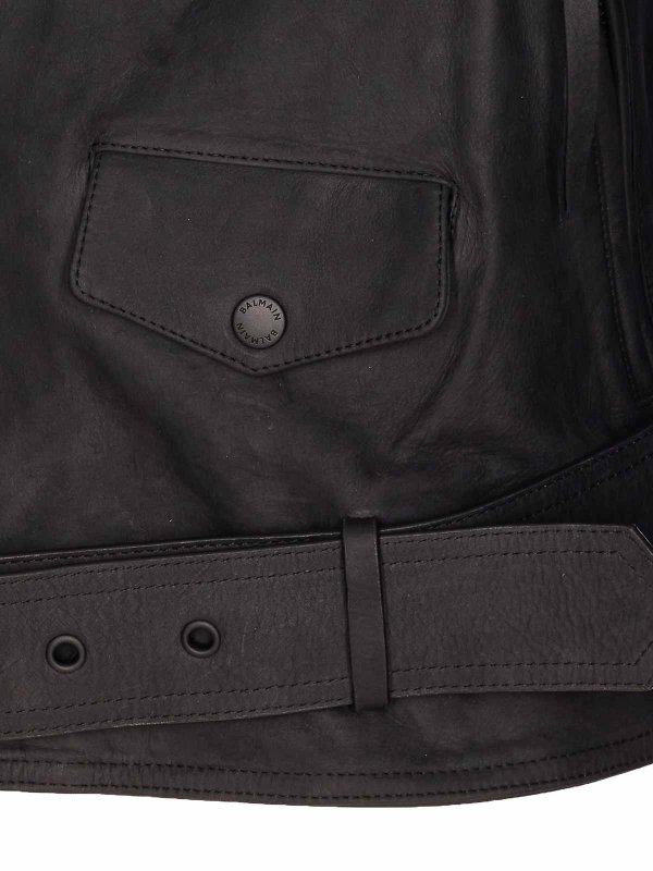 The Best Shops Balmain: casual jackets - Cowskin Biker Jacket