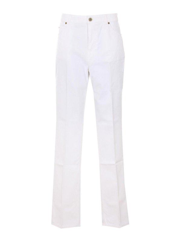 Balmain: Jeans Rectos - Vaqueros Rectos - Blanco