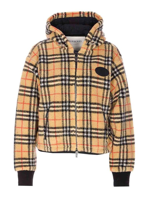 BURBERRY: casual jackets - Pile Check Cropped Jacket