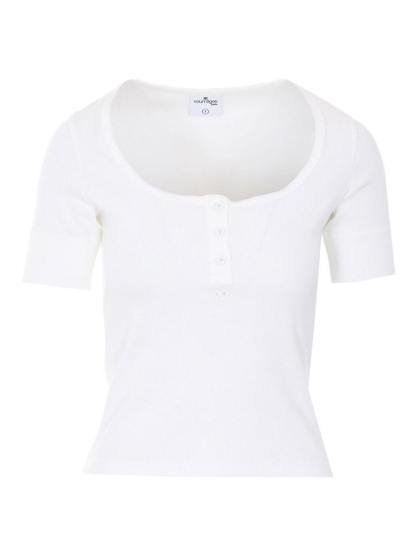 Courreges: Tops y camisetas sin mangas - Top - Blanco