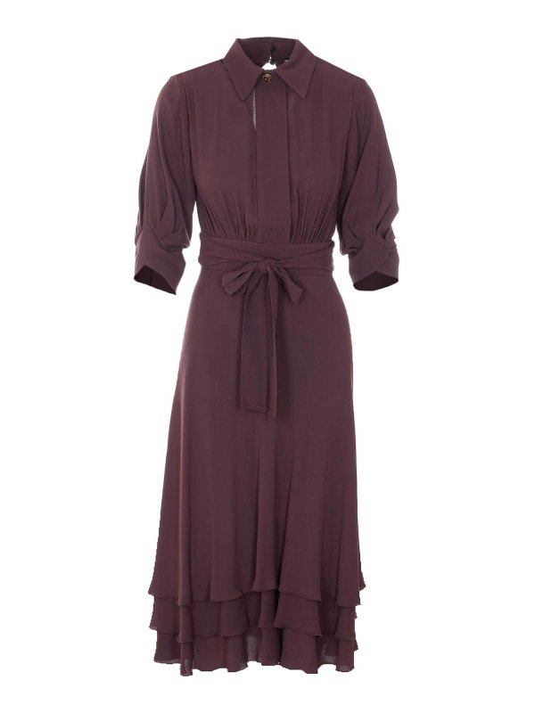 ELISABETTA FRANCHI: ニーレングスドレス - 膝丈ドレス - ブラウン