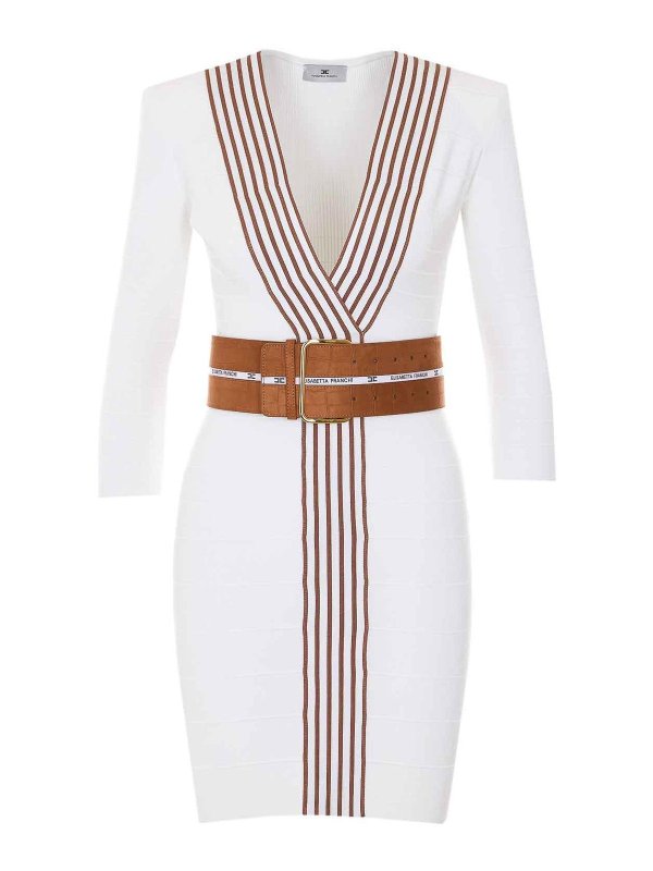 ELISABETTA FRANCHI: ニーレングスドレス - 膝丈ドレス - 白