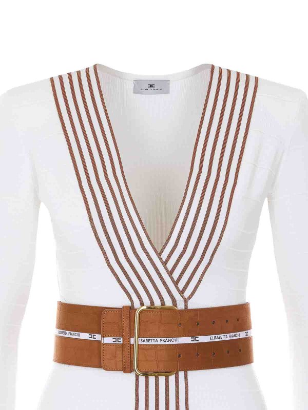 膝丈ドレス - 白 shop online: ELISABETTA FRANCHI