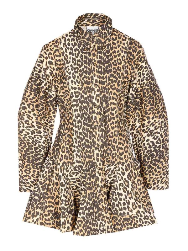 GANNI: ニーレングスドレス - 膝丈ドレス - ブラウン