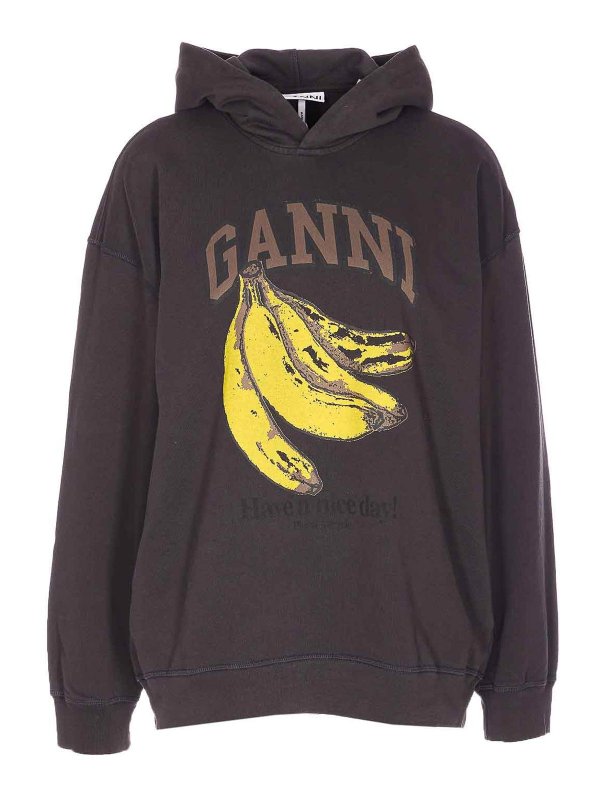 GANNI: Sudaderas y suéteres - Sudadera - Negro