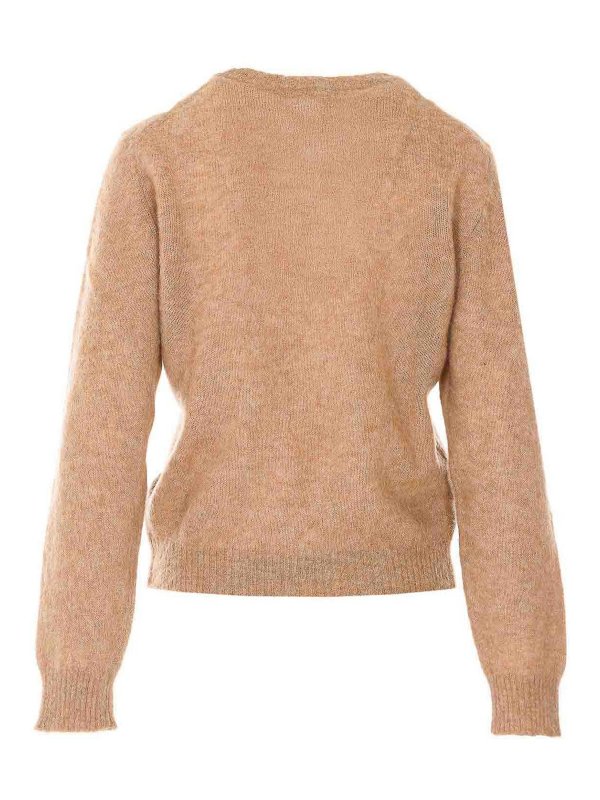 GANNI: Strickpullover mit Rundhalsausschnitt online - Rundhalspullover - Beige