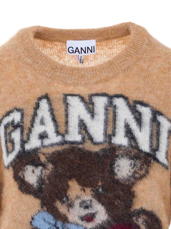 Rundhalspullover - Beige shop online: GANNI