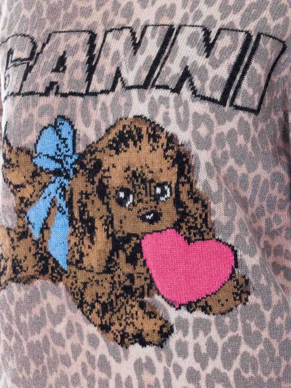 The Best Shops GANNI: Strickpullover mit Rundhalsausschnitt - Rundhalspullover - Braun