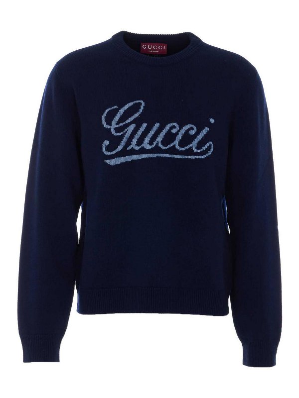 GUCCI: crew necks - Blue Sweater