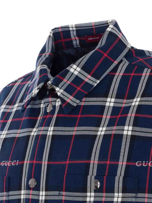 The Best Shops GUCCI: casual jackets - Blue Jacket With Frontal Buttons Closure