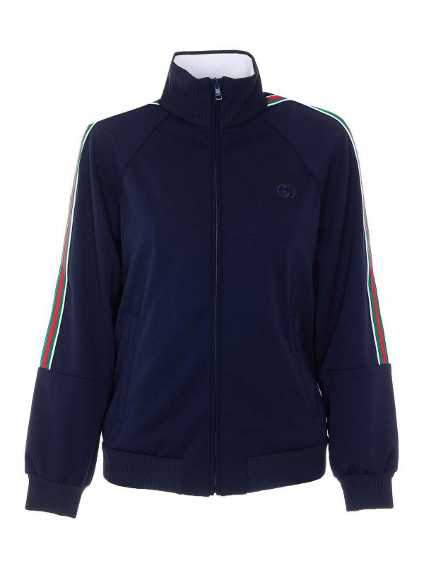 GUCCI: Sweatshirts & Sweaters - Blue Hoodie With Zip Closure