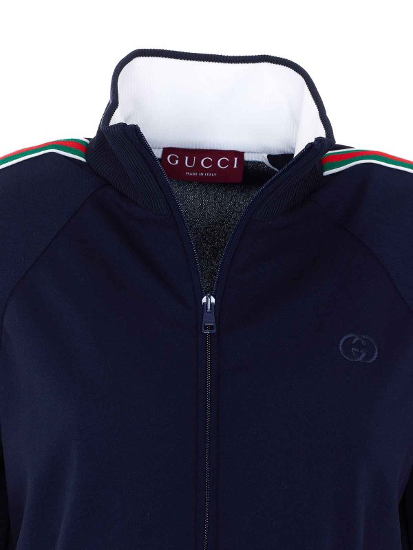 Blue Hoodie With Zip Closure shop online: GUCCI