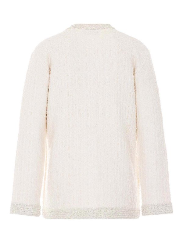 GUCCI: crew necks online - White Boucle Caridgan