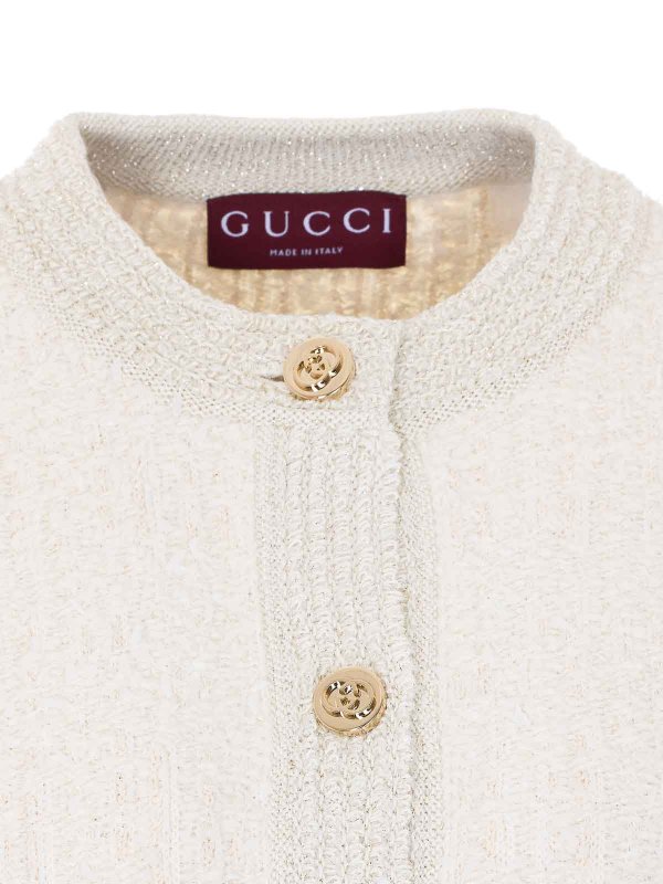 White Boucle Caridgan shop online: GUCCI