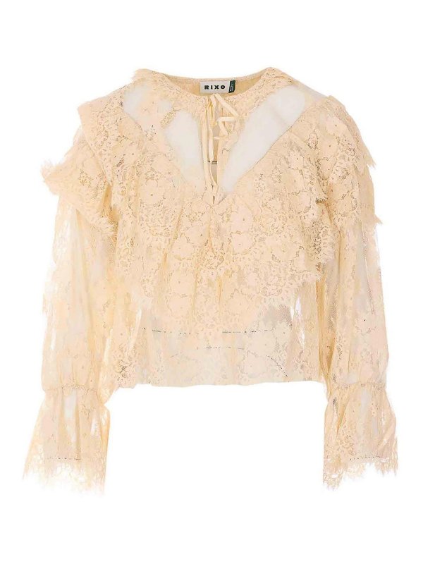 RIXO: Tops y camisetas sin mangas - Top - Beis