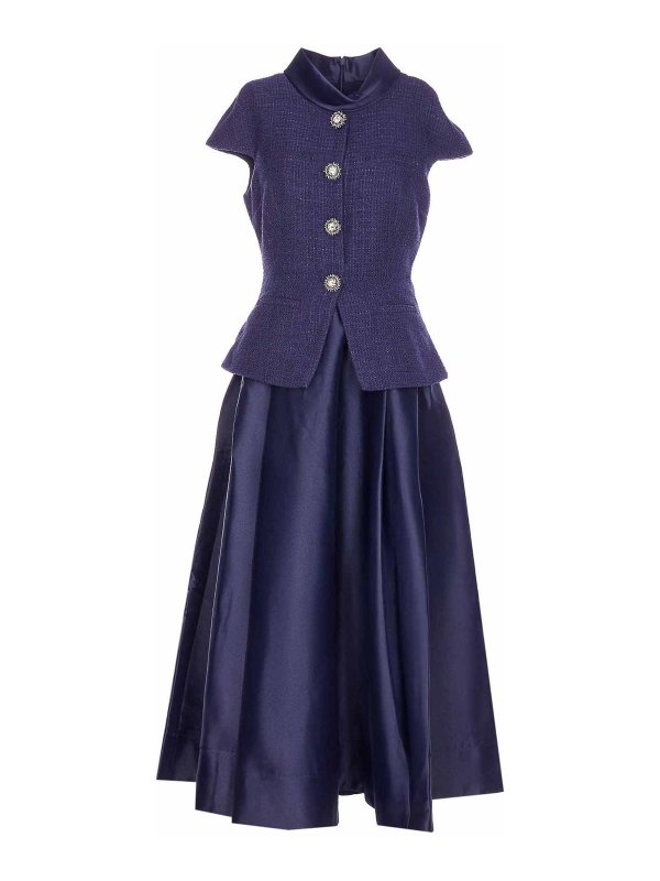 Self Portrait: ニーレングスドレス - 膝丈ドレス - ブルー