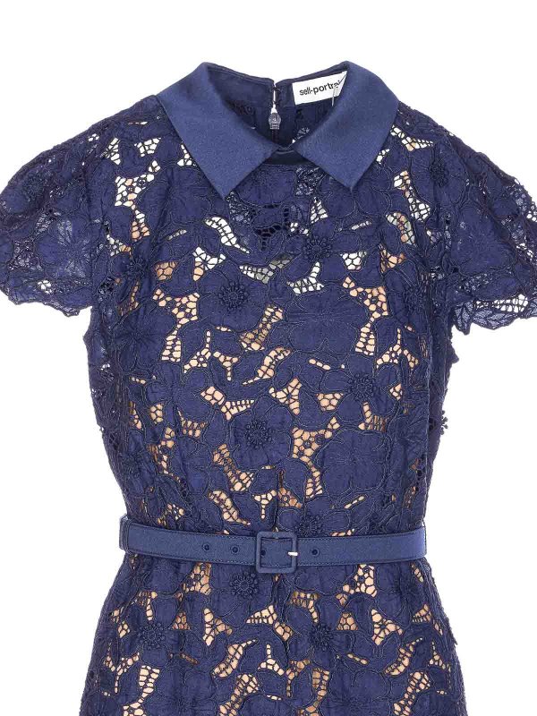 膝丈ドレス - ブルー shop online: Self Portrait