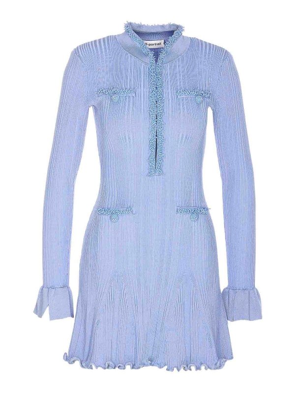 Self Portrait: Robe longueur genou - Robe Au Genou - Bleu