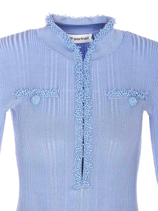 Self Portrait: Robe longueur genou online - Robe Au Genou - Bleu