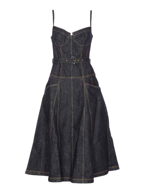 Self Portrait: マキシドレス - フレアジーンズ - ブルー