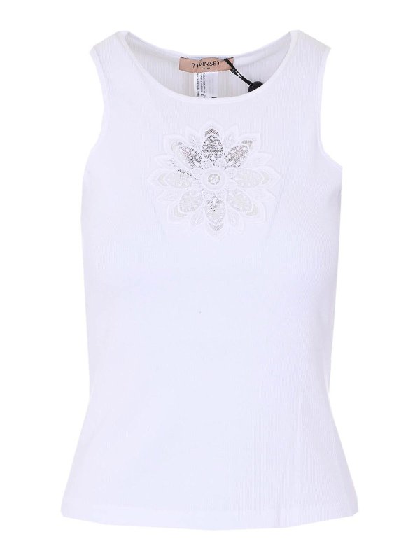 TWINSET: Tops y camisetas sin mangas - Top - Blanco