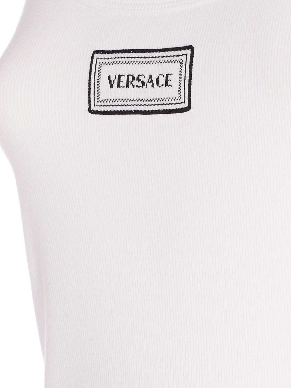 The Best Shops VERSACE: Top e canotte - Canotta bianca con logo