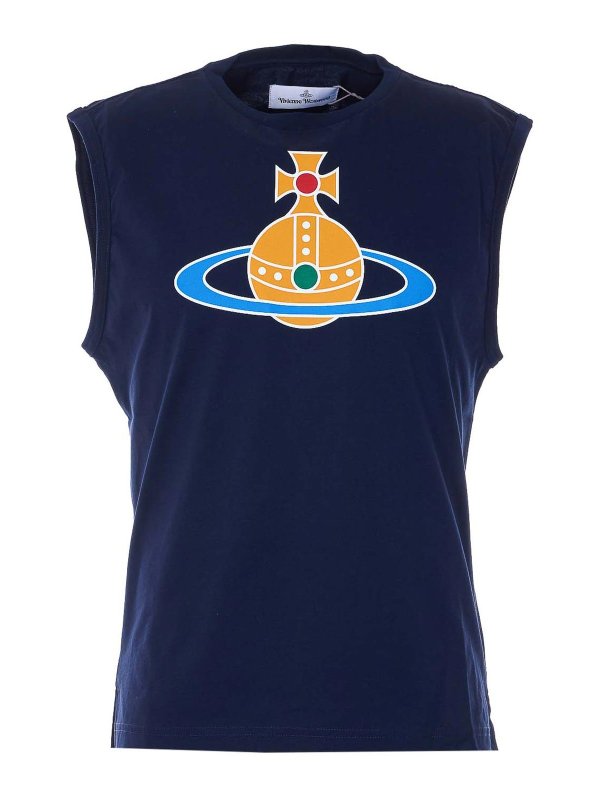 VIVIENNE WESTWOOD: t-shirt - T-shirt Orb oversize blu