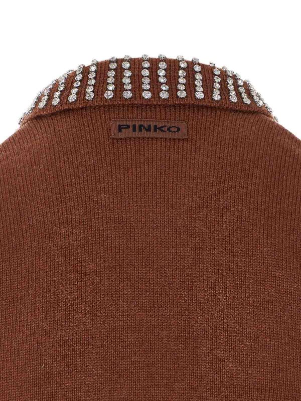 The Best Shops Pinko: Strickpullover mit Rundhalsausschnitt - Rundhalspullover - Braun