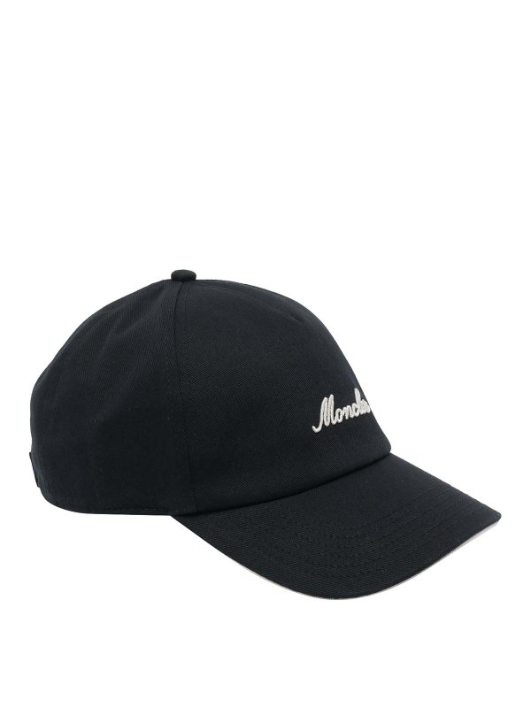 MONCLER: hats & caps online - Black Logo Baseball Cap