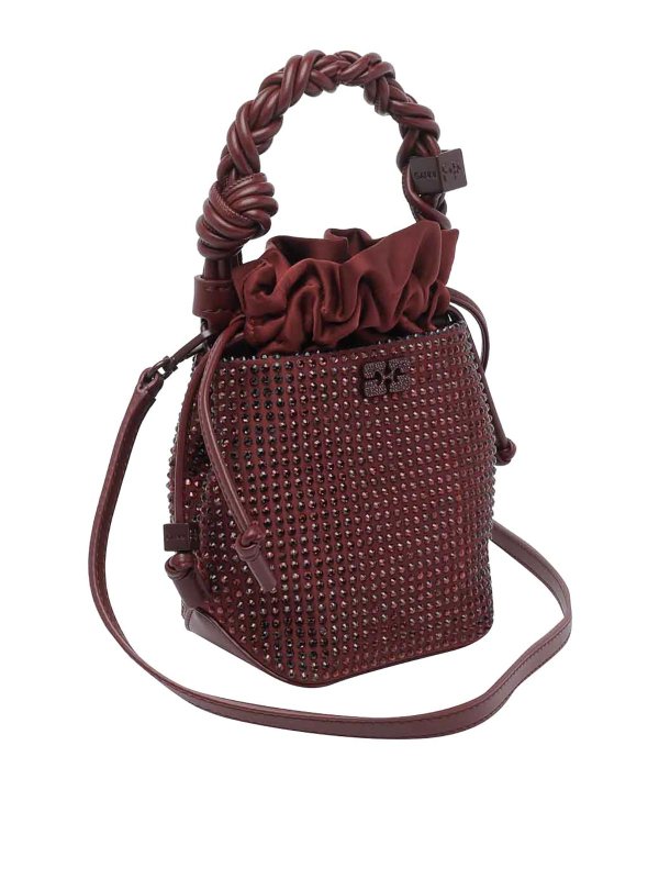 GANNI: pochette online - Borsa a secchiello Mini Strass Bou