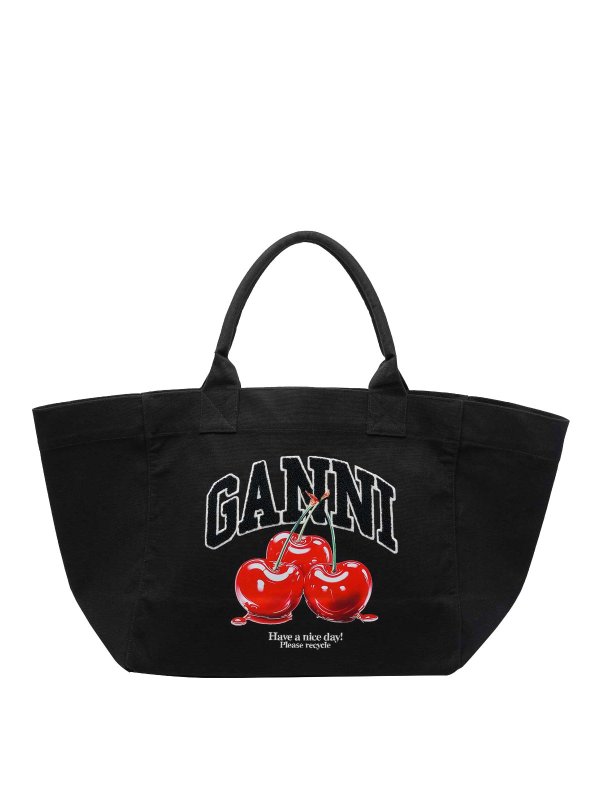 GANNI: トートバッグ - トートバッグ - 黒