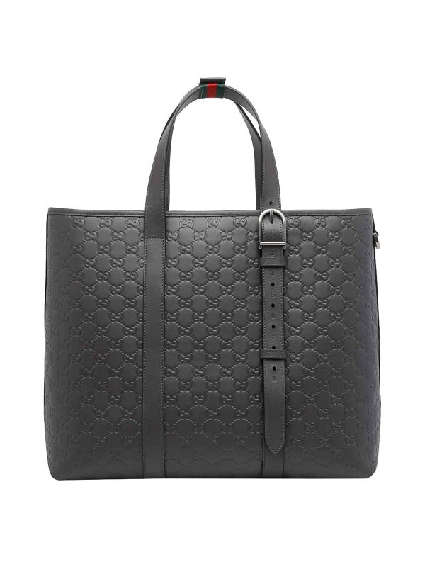 The Best Shops GUCCI: totes bags - Dark Grey Big Gg Emblem Shopping Bag
