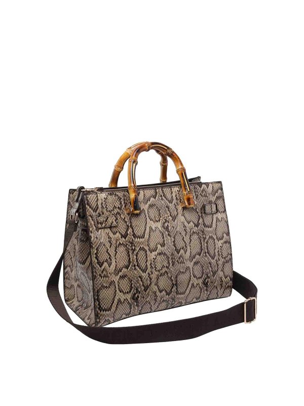 Liu Jo: totes bags online - Brown Logo Python Print Tote Bag