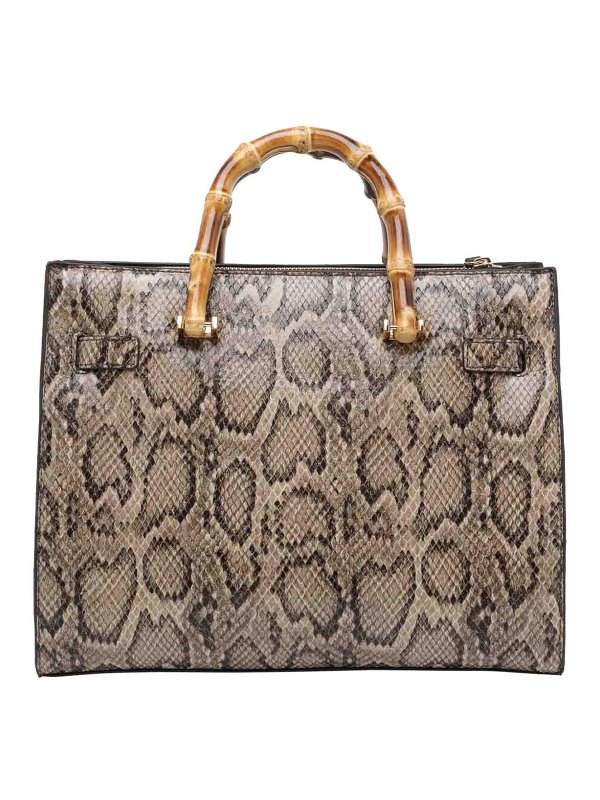 The Best Shops Liu Jo: totes bags - Brown Logo Python Print Tote Bag