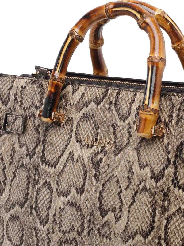 Brown Logo Python Print Tote Bag shop online: Liu Jo