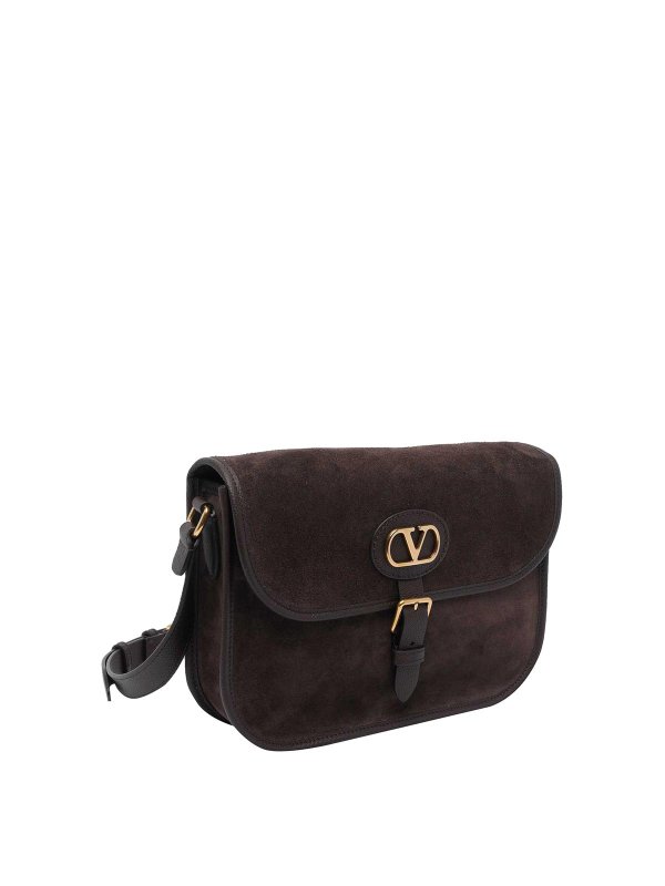 VALENTINO GARAVANI: cross body bags online - Dark Brown Suede Antibes Crossbody Bag