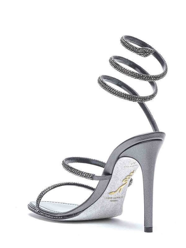 The Best Shops RENE CAOVILLA: sandals - Dark Grey Leather Sandals