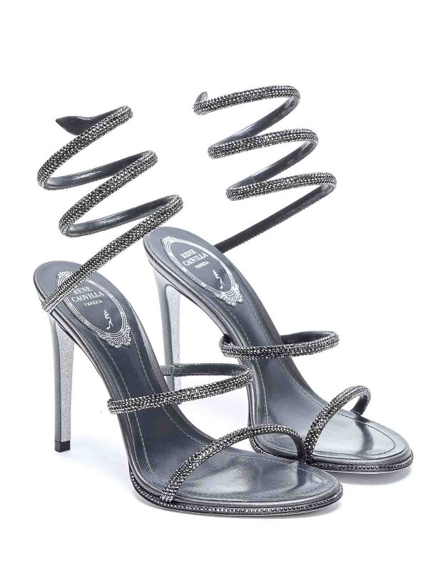 Dark Grey Leather Sandals Replica 
online: RENE CAOVILLA