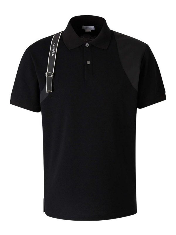 ALEXANDER MCQUEEN: polo shirts - Black Cotton Polo Shirt