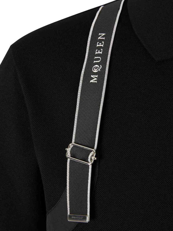 The Best Shops ALEXANDER MCQUEEN: polo shirts - Black Cotton Polo Shirt