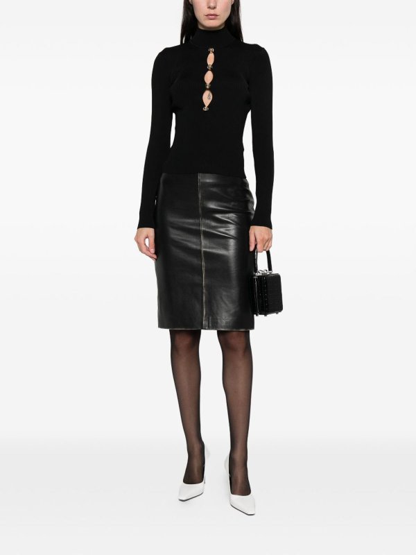 Self Portrait: Strickpullover mit Rundhalsausschnitt online - Rundhalspullover - Schwarz