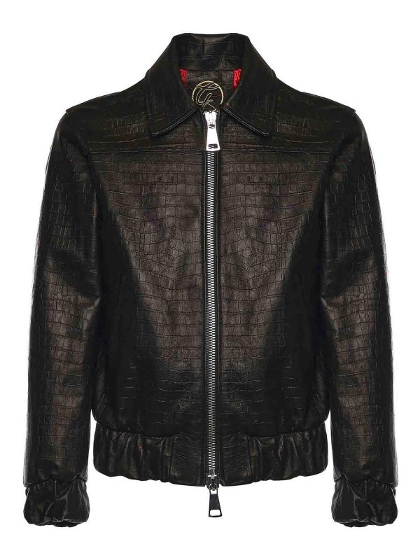 GIULIANO GALIANO: レザージャケット - レザージャケット - 黒