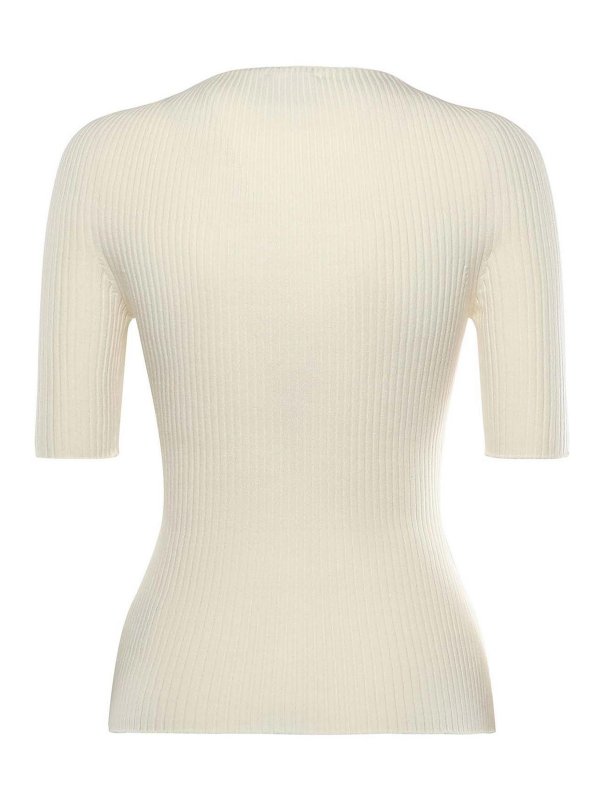 The Best Shops Courreges: Strickpullover mit Rundhalsausschnitt - Rundhalspullover - Weiß