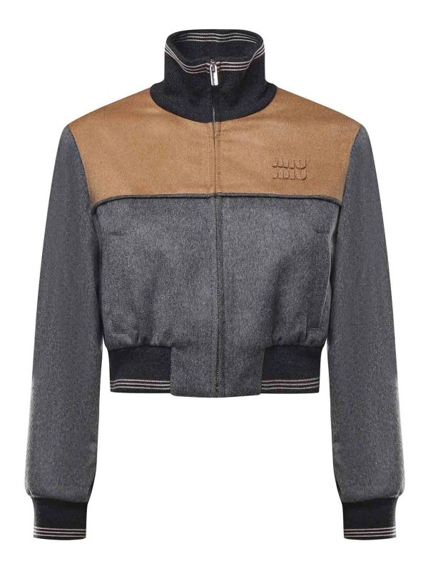 MIU MIU: blazers - Velour Zip-Up Blouson