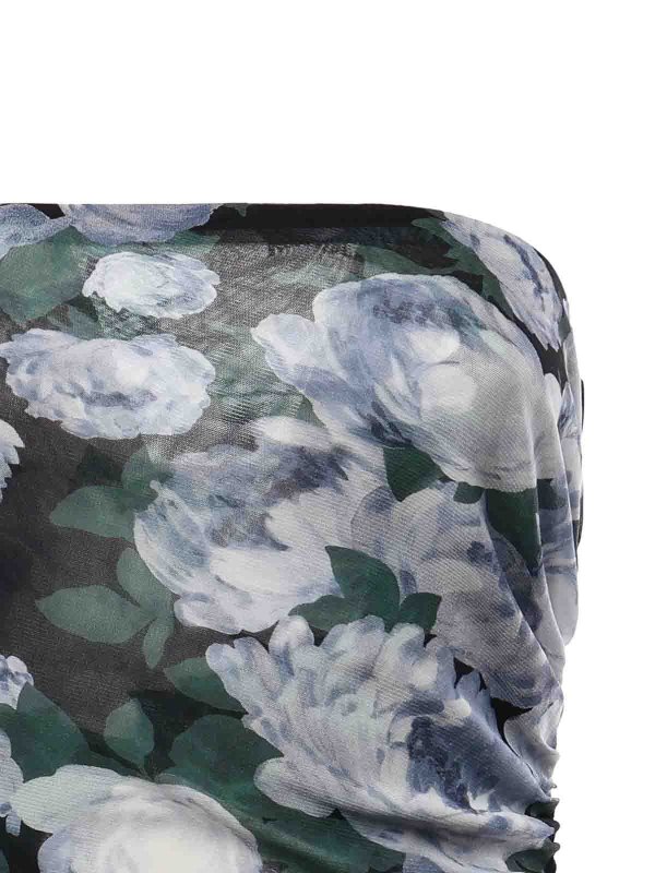 STELLA McCARTNEY: knee length dresses online - Floral Mesh Dress With Ruffles