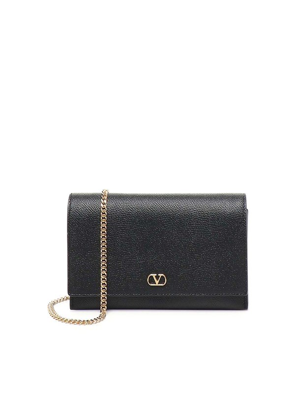 VALENTINO GARAVANI: wallets & purses - Vlogo Leather Wallet With Chain
