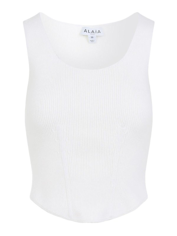 Alaïa: Tops y camisetas sin mangas - Top - Blanco