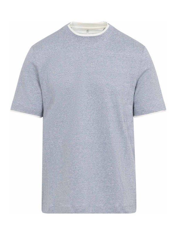 BRUNELLO CUCINELLI: T-shirts - T-Shirt - Hellblau