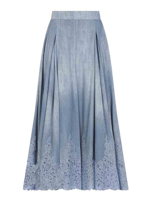 ERMANNO SCERVINO: ニーレングススカート＆ミディ丈 - 膝丈/ミディスカート - ブルー